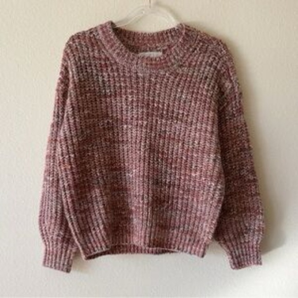 LOFT Marled Pink Crew Neck Sweater